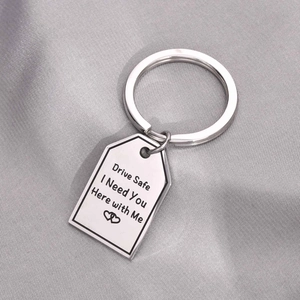 Stainless Steel Engraved Keychain Drive Safe I Need You Here With Me Best Dad Ever Super Daddy Metal Key Ring Gift