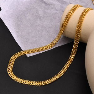 18k gold plated stainless steel double strand Franco chain necklace for women