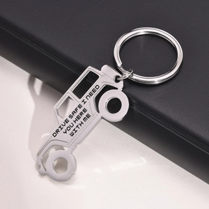 Stainless steel SUV car silhouette keychain with Drive Safe I Need You Here With Me engraving