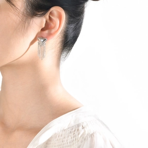 Geometrische Dreieck Quaste Hängeohrringe Minimalistisch Kupfer Zirkonia Ohrstecker Für Damen Silberton Mode Schmuck