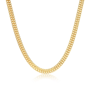 18k gold plated stainless steel double layered cuban link chain necklace for women