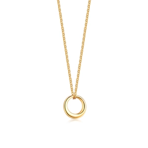 Collier minimaliste en or avec pendentif cercle poli pour femme et chaîne fine élégante