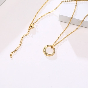 Collier cercle doré minimaliste pour femme avec chaîne O réglable et fermoir mousqueton