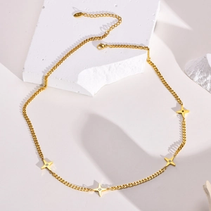 Minimalist Stainless Steel Zirconia Star Pendant Necklace For Women Elegant Gold Plated Geometric Fashion Jewelry Gift