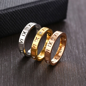 Edelstahl Römische Zahlen Ausgehöhlt Ring Für Damen Herren Eingelegt Strass Minimalistisch Band Galvanisiert Schmuck Fingerring