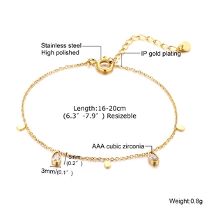 Detailed macro view of 18K gold plated stainless steel chain with sparkling cubic zirconia