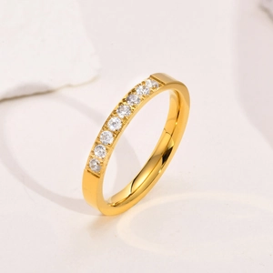 Bague Fine Minimaliste en Acier Inoxydable pour Femme avec Zirconia Plaqué Or Argent Bague Éternité Bijoux de Mode