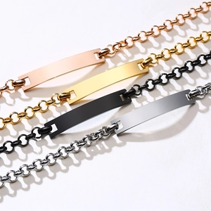 Bracciali con barra in acciaio inossidabile nei colori oro, oro rosa, argento e nero
