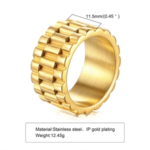 Bague en acier inoxydable doré style bracelet de montre de 11,5 mm de largeur