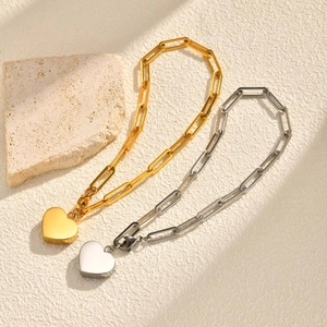 Edelstahl Herz Urne Armband Für Damen 18K Vergoldet Büroklammerkette Feuerbestattung Schmuck Gedenken Keepsake Anhänger Armband