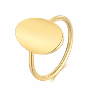 Minimalist oval signet ring in polished gold finish for a modern jewelry look