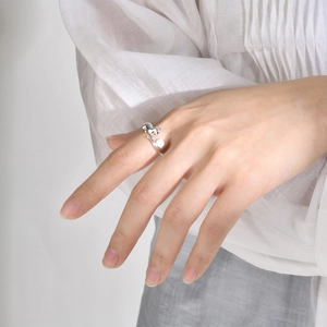 Adjustable Copper Cat Ring With Moonstone Silver Tone Minimalist Kitten Animal Finger Ring Fashion Jewelry For Women Dating Gift