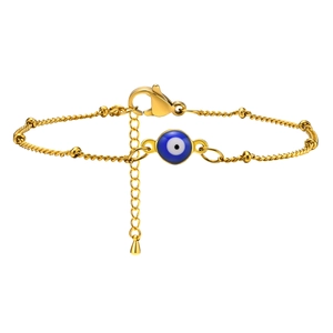 Bracelet œil porte-bonheur en acier doré pour femme avec chaîne réglable et fermoir mousqueton