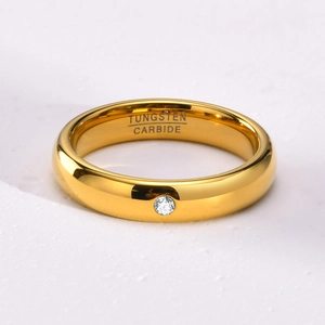 Minimalist Tungsten Steel Ring For Women Rose Gold Plated Zirconia Inlay Geometric Band Ring Elegant Fashion Jewelry Gift