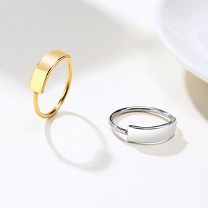 Minimalist Stainless Steel Plain Plate Ring For Women Gold Polished Geometric Bar Finger Ring Fashion Individual Jewelry Accessory