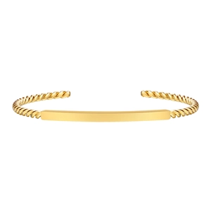 Bracelet manchette torsadé doré minimaliste avec une surface plate polie