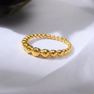 Minimalist Stainless Steel Beaded Ring For Women Gold Plated IP Gradated Bubble Geometric Band Fashion Jewelry Accessory