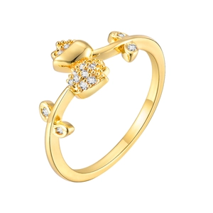Elegant 18K gold tulip open ring featuring sparkling zircon inlay and a floral design
