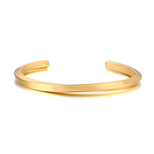 Minimalist vintage golden twisted stainless steel open bangle for men and women