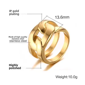 Nahaufnahme des 13,6mm breiten, vergoldeten Gliederkettenrings mit Politur