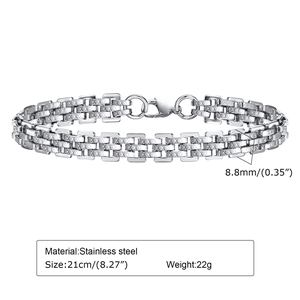 Edelstahl Gliederkette für Herren, 8,8mm breit, 21cm lang, mit Karabinerverschluss