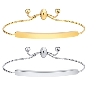 Stainless Steel Curved Bar Adjustable Slider Bracelet For Women Simple Snake Chain Gold Silver Fashion Jewelry Gift