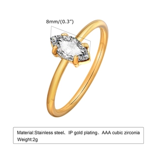 Macro detail of marquise-cut green cubic zirconia ring with gold-plated stainless steel specs