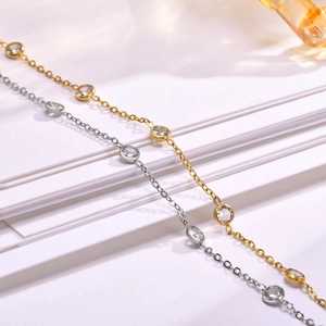 Minimalist Stainless Steel Bracelet With AAA Zirconia Stones Elegant Bezel Setting Station Bracelet Adjustable Chain Jewelry Gift For Women