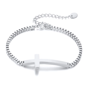 Minimalist Titanium Steel Cross Pendant Box Chain Bracelet For Women Adjustable High Polished Electroplated Fashion Jewelry Gift