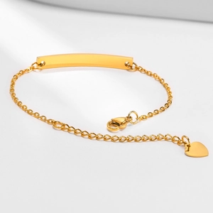 Gold stainless steel ID bracelet featuring Best Mom Ever curved plate and heart charm