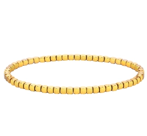 Bracelet minimaliste à perles carrées en acier inoxydable doré pour un look élégant