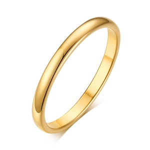 Minimalist 18K gold-plated stainless steel band ring with a high-polished finish