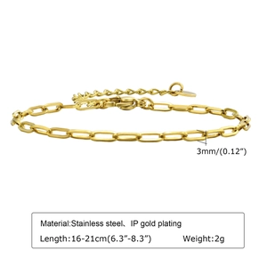 Details des 3mm vergoldeten Gliederketten-Armbands aus Edelstahl mit Größenangaben
