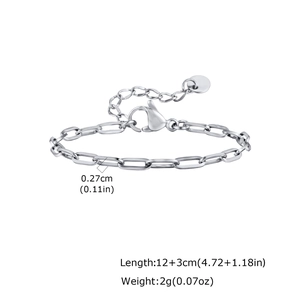 Flache ovale Gliederkette Armband Messung zeigt Breite 0.27cm und 12+3cm Gesamtlänge