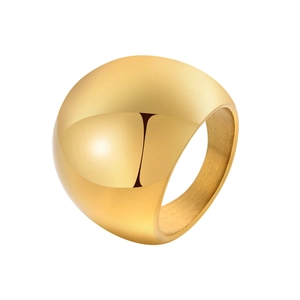 Polished gold dome ring for women with high-shine mirror finish and minimalist design
