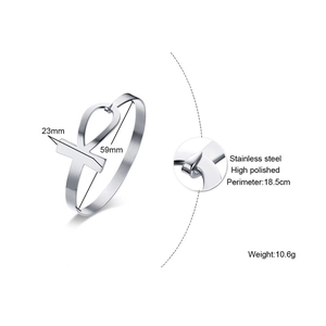 Detailed specs of polished stainless steel Ankh cross bangle with size measurements