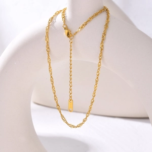 Stainless Steel Water Wave Chain Bracelet Gold Plated Minimalist Adjustable Anklet Necklace Fashion Jewelry For Women Gift