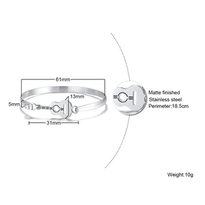 Dimensions détaillées du bracelet guitare en acier argenté avec fini mat