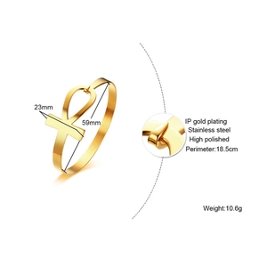 Gold IP plated stainless steel Ankh cross bangle for women with high polished finish