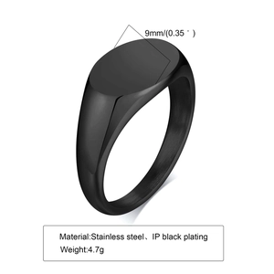 Macro view of 9mm wide black IP plated stainless steel ring with matte brushed finish