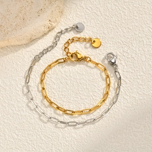 Minimalistisches Büroklammer-Kette Armband Aus Edelstahl Für Damen Gold Silber Vergoldet Verstellbares Glieder-Schmuck Geschenk