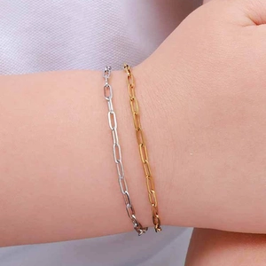 Minimalistische Paperclip-Armbänder aus Gold und Silber Edelstahl für Damen im Duo-Look