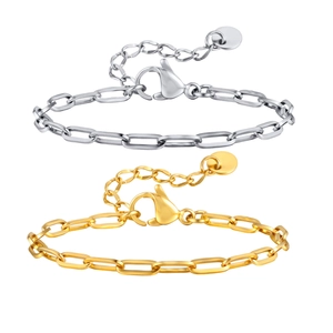Minimalistische Büroklammer-Armbänder aus Edelstahl in Gold und Silber mit Karabinerverschluss