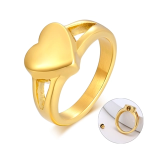 Golden heart cremation ring for ashes with a screw opening mechanism for memorial use