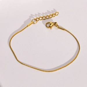 Bracelet chaîne serpent ronde dorée avec fermoir mousqueton et rallonge ajustable