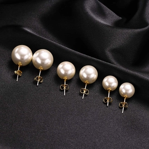 Boucles d'Oreilles Clous Vintage Élégantes en Künstliche Perles de Verre Blanc Lait Avec Tige en Argent Sterling 925 Bijoux Plaqué Or pour Mariage Banquet Femme