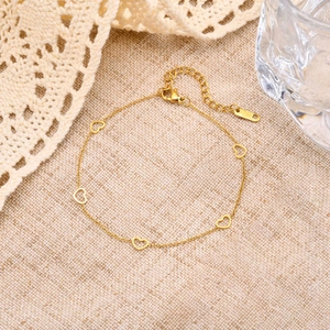 Women Stainless Steel Hollow Heart Anklet Gold Plated Minimalist Heart Shape Foot Chain Jewelry For Beach Vacation