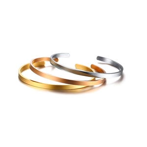 Minimalist open bangles set in gold, rose gold and silver finish for men and women