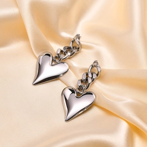 Mode Edelstahl Herz Gliederketten Ohrringe Für Damen Minimalistische Polierte Geometrische Liebe Herz Hänger Ohrringe Schmuck