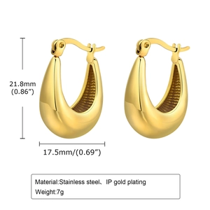 Boucles d'oreilles en forme d'U en acier inoxydable doré avec détails des dimensions